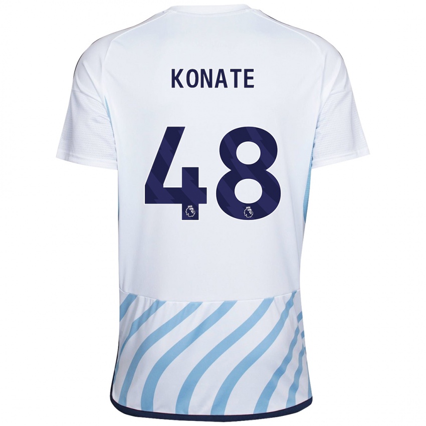 Damen Ateef Konaté #48 Weiß Blau Auswärtstrikot Trikot 2023/24 T-Shirt