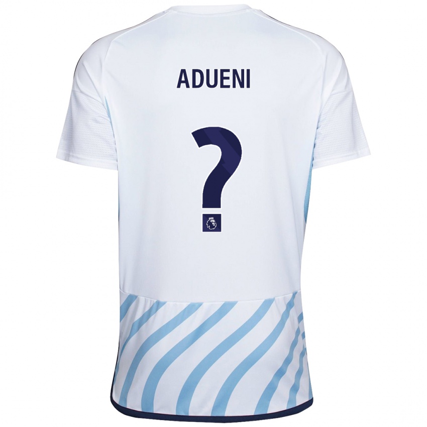 Damen Kevin Adueni #0 Weiß Blau Auswärtstrikot Trikot 2023/24 T-Shirt