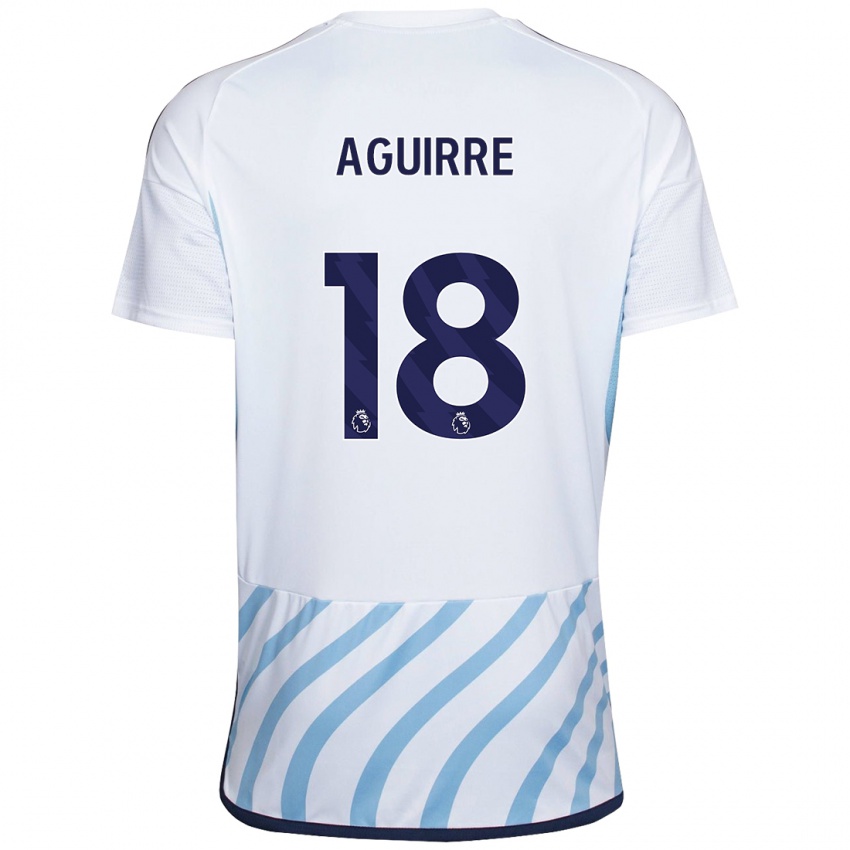 Damen Aja Aguirre #18 Weiß Blau Auswärtstrikot Trikot 2023/24 T-Shirt