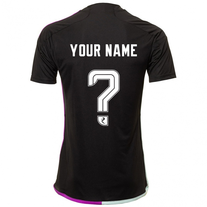 Damen Ihren Namen #0 Schwarz Auswärtstrikot Trikot 2023/24 T-Shirt
