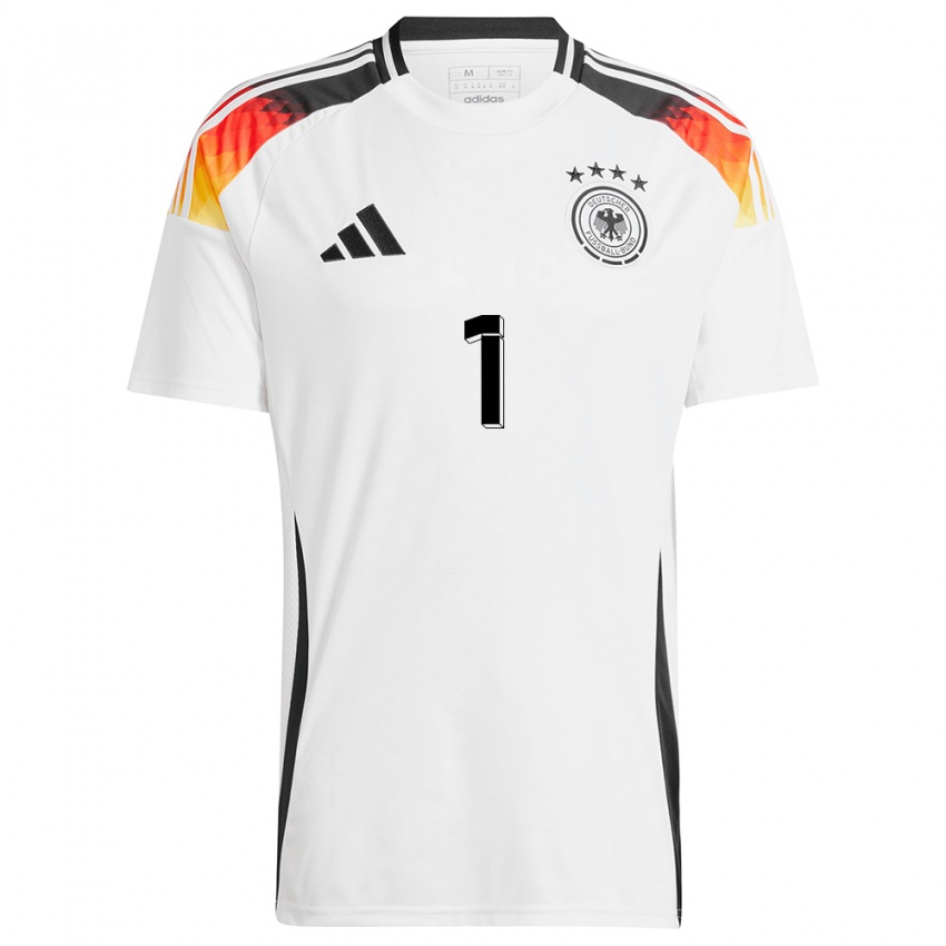 Kinder Deutschland Manuel Neuer #1 Weiß Heimtrikot Trikot 24-26 T-Shirt