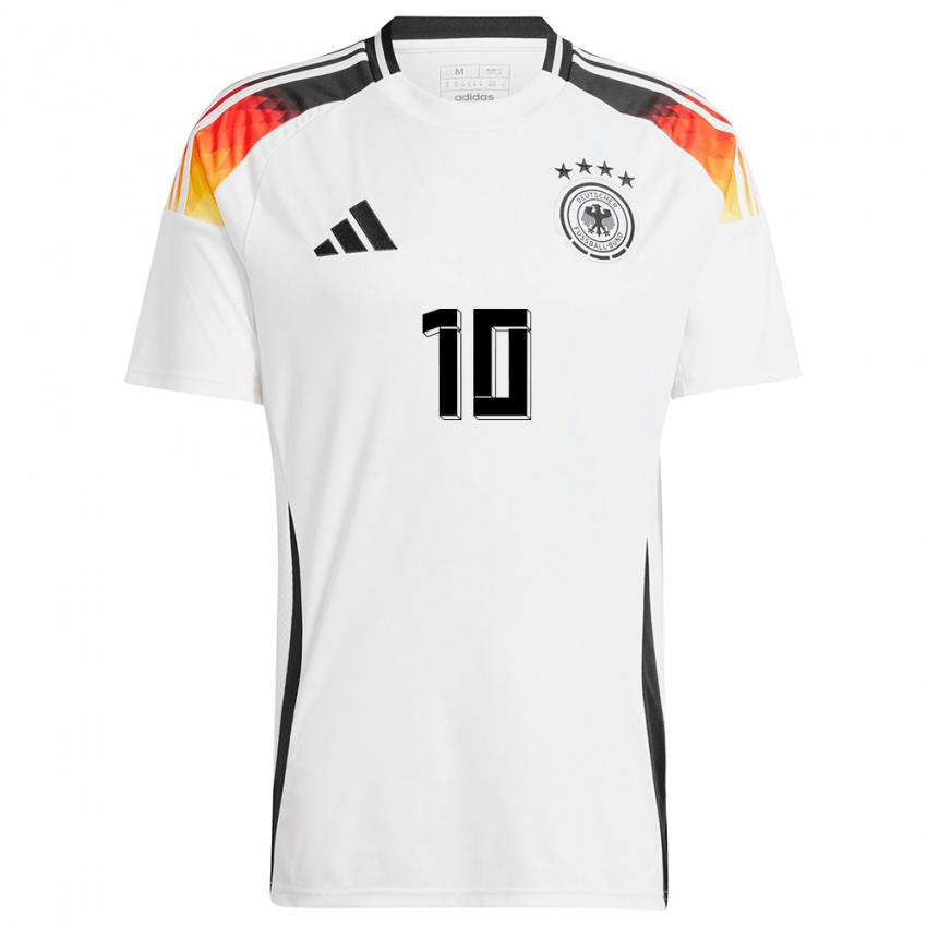 Kinder Deutschland Jamal Musiala #10 Weiß Heimtrikot Trikot 24-26 T-Shirt