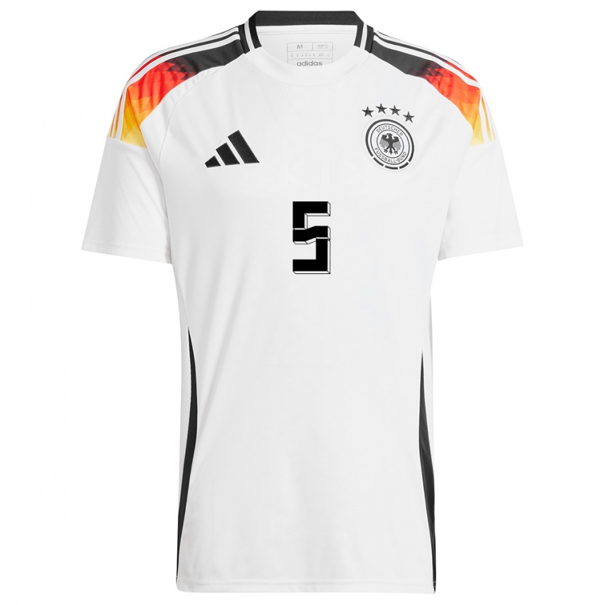 Kinder Deutschland Jana Feldkamp #5 Weiß Heimtrikot Trikot 24-26 T-Shirt