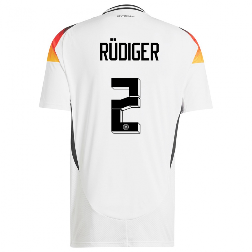 Kinder Deutschland Antonio Rudiger #2 Weiß Heimtrikot Trikot 24-26 T-Shirt