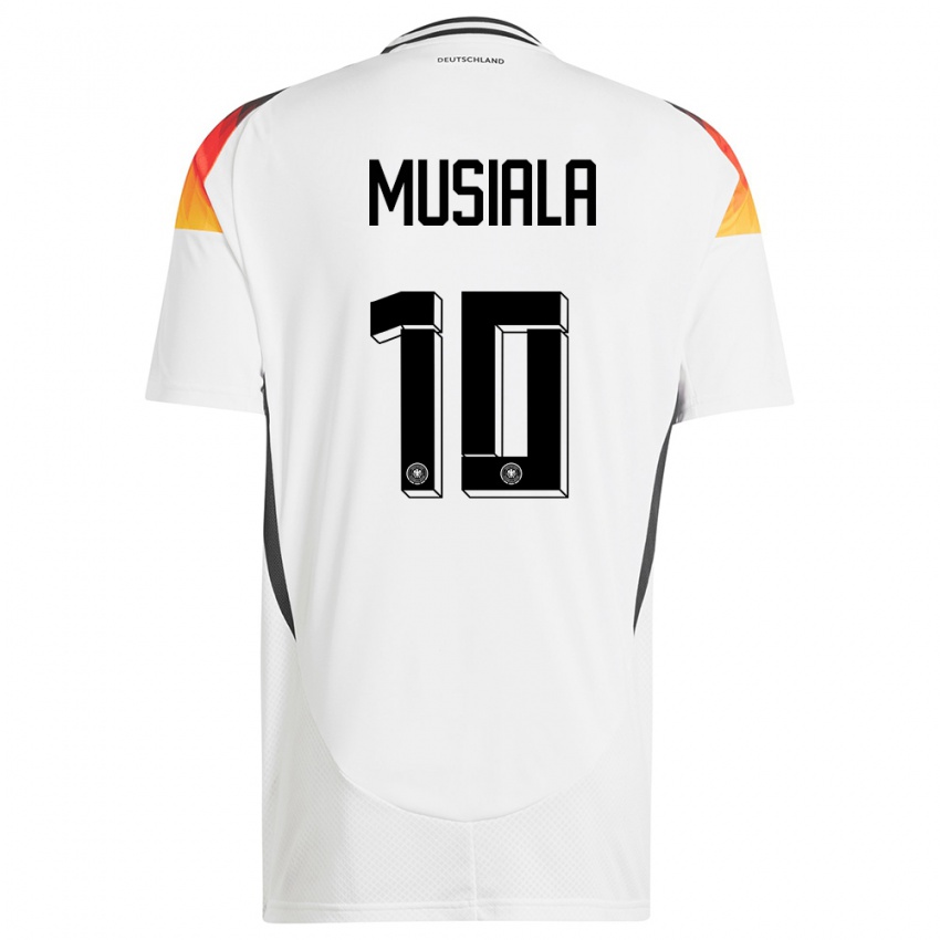 Kinder Deutschland Jamal Musiala #10 Weiß Heimtrikot Trikot 24-26 T-Shirt