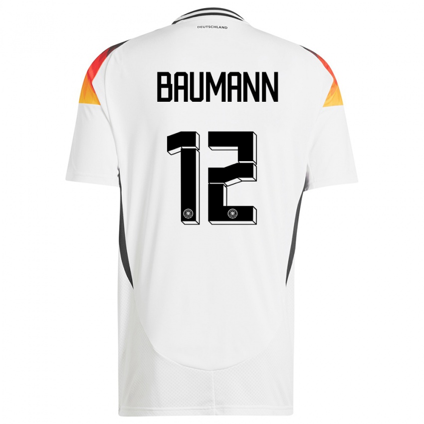 Kinder Deutschland Oliver Baumann #12 Weiß Heimtrikot Trikot 24-26 T-Shirt