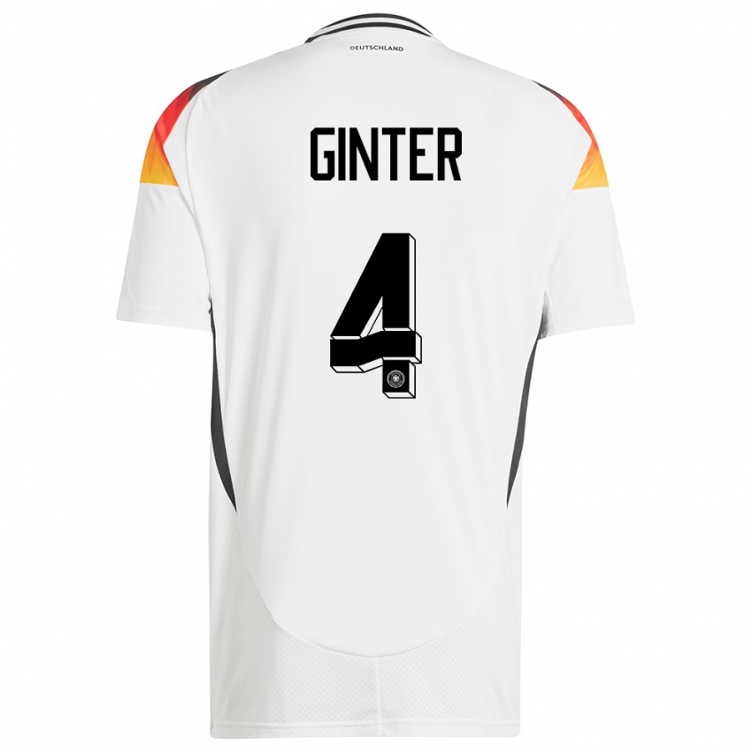 Kinder Deutschland Matthias Ginter #4 Weiß Heimtrikot Trikot 24-26 T-Shirt