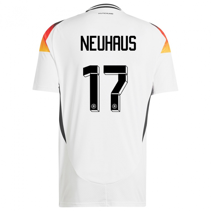 Kinder Deutschland Florian Neuhaus #17 Weiß Heimtrikot Trikot 24-26 T-Shirt