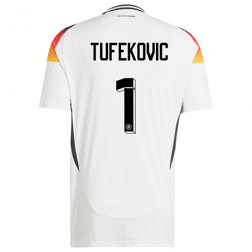 Kinder Deutschland Martina Tufekovic #1 Weiß Heimtrikot Trikot 24-26 T-Shirt