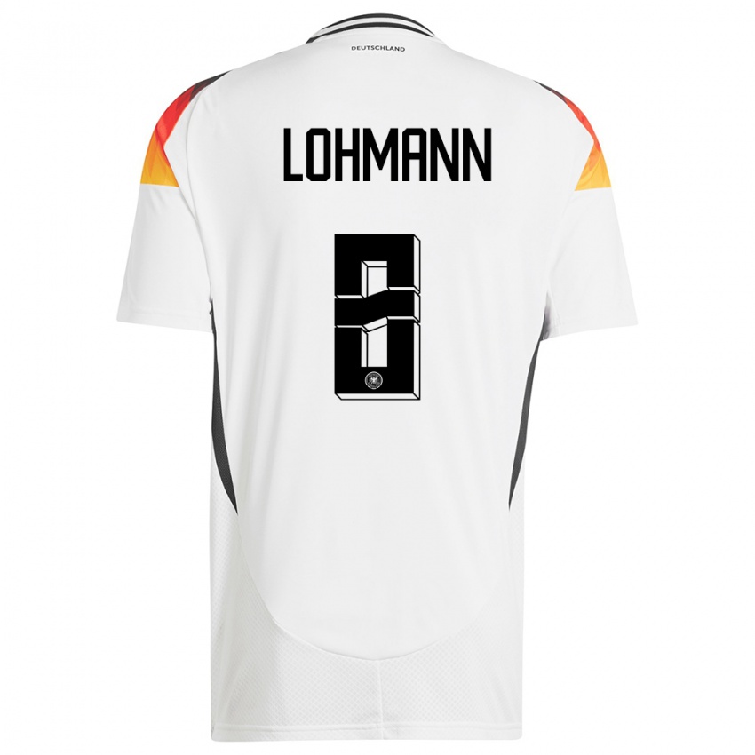 Kinder Deutschland Sydney Lohmann #8 Weiß Heimtrikot Trikot 24-26 T-Shirt