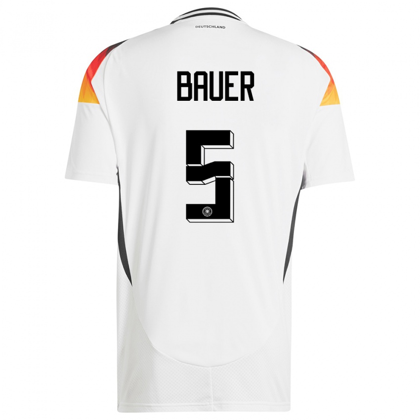 Kinder Deutschland Maximilian Bauer #5 Weiß Heimtrikot Trikot 24-26 T-Shirt