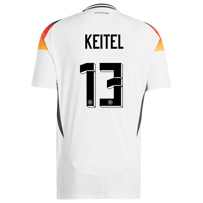 Kinder Deutschland Yannik Keitel #13 Weiß Heimtrikot Trikot 24-26 T-Shirt