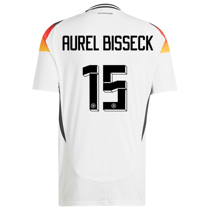 Kinder Deutschland Yann Aurel Bisseck #15 Weiß Heimtrikot Trikot 24-26 T-Shirt