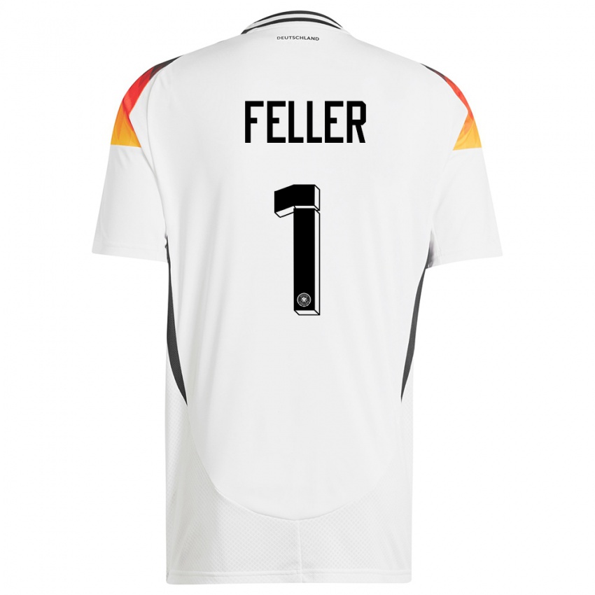 Kinder Deutschland Frank Feller #1 Weiß Heimtrikot Trikot 24-26 T-Shirt