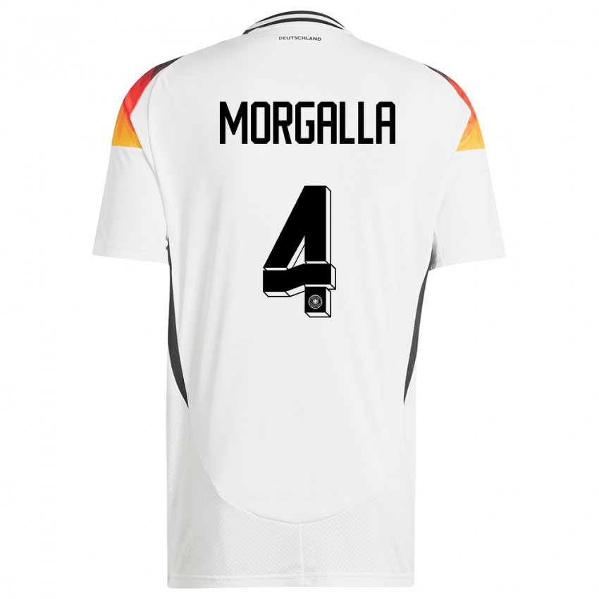 Kinder Deutschland Leandro Morgalla #4 Weiß Heimtrikot Trikot 24-26 T-Shirt