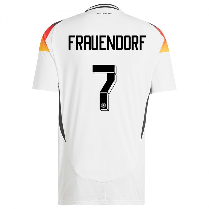 Kinder Deutschland Melkamu Frauendorf #7 Weiß Heimtrikot Trikot 24-26 T-Shirt