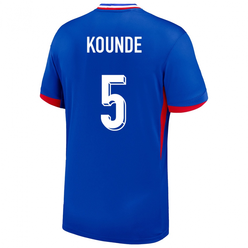 Kinder Frankreich Jules Kounde #5 Blau Heimtrikot Trikot 24-26 T-Shirt