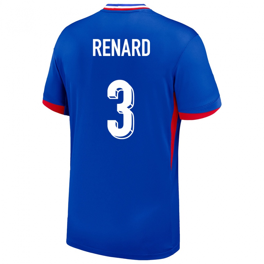 Kinder Frankreich Wendie Renard #3 Blau Heimtrikot Trikot 24-26 T-Shirt