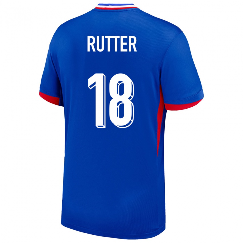 Kinder Frankreich Georginio Rutter #18 Blau Heimtrikot Trikot 24-26 T-Shirt