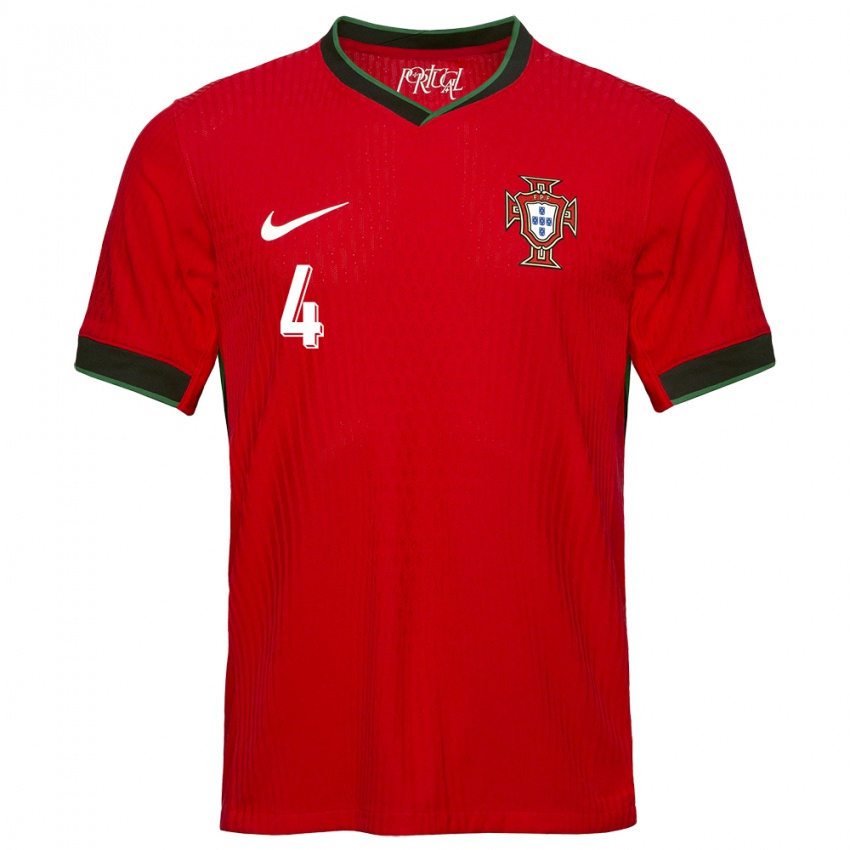 Kinder Portugal Gabi Bras #4 Rot Heimtrikot Trikot 24-26 T-Shirt