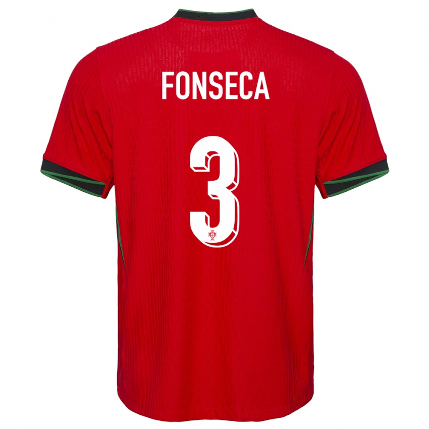 Kinder Portugal Joao Fonseca #3 Rot Heimtrikot Trikot 24-26 T-Shirt