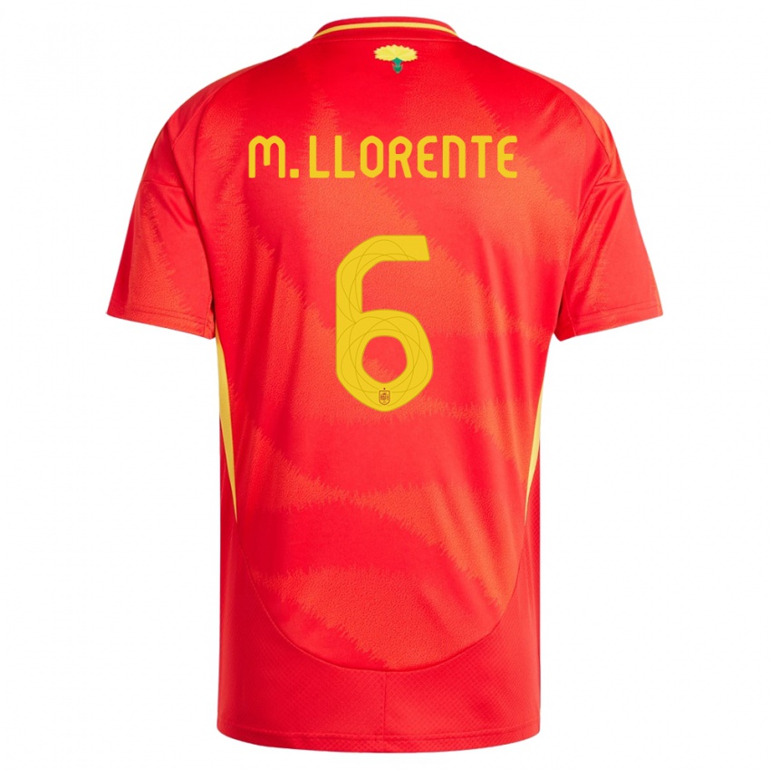 Kinder Spanien Marcos Llorente #6 Rot Heimtrikot Trikot 24-26 T-Shirt