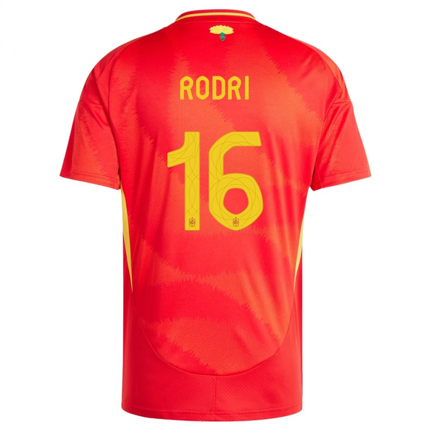 Kinder Spanien Rodri #16 Rot Heimtrikot Trikot 24-26 T-Shirt