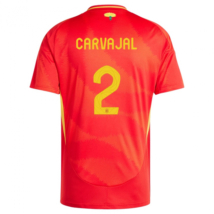 Kinder Spanien Daniel Carvajal #2 Rot Heimtrikot Trikot 24-26 T-Shirt