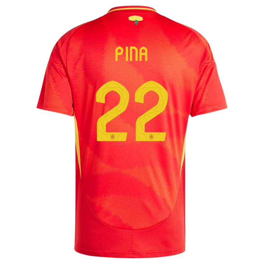 Kinder Spanien Claudia Pina #22 Rot Heimtrikot Trikot 24-26 T-Shirt