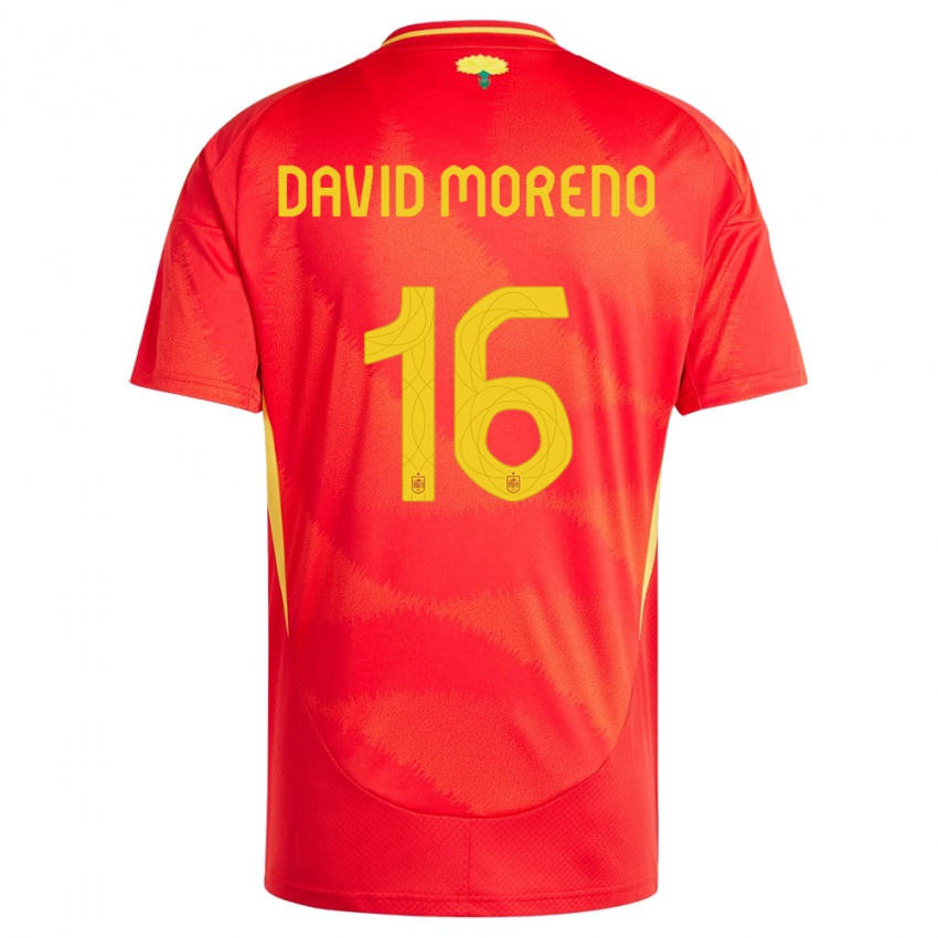 Kinder Spanien Antonio David Moreno #16 Rot Heimtrikot Trikot 24-26 T-Shirt