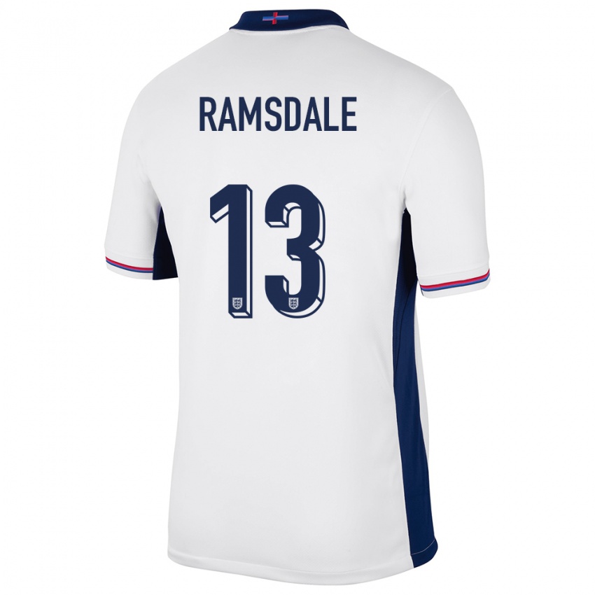 Kinder England Aaron Ramsdale #13 Weiß Heimtrikot Trikot 24-26 T-Shirt