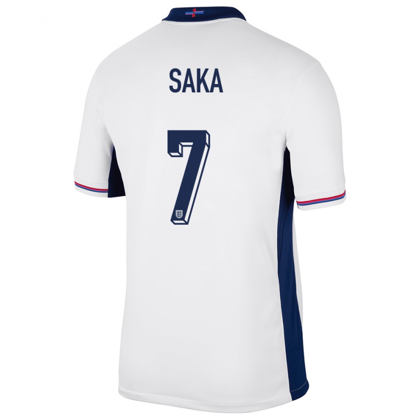 Kinder England Bukayo Saka #7 Weiß Heimtrikot Trikot 24-26 T-Shirt