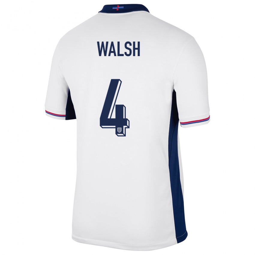 Kinder England Keira Walsh #4 Weiß Heimtrikot Trikot 24-26 T-Shirt