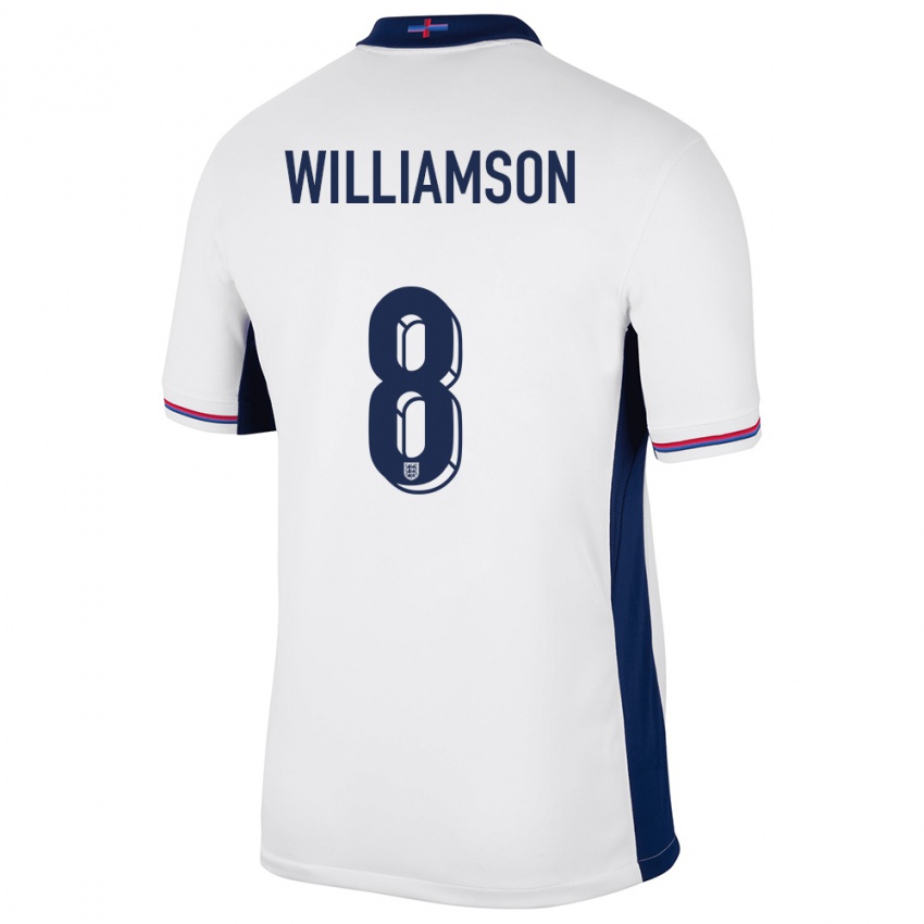 Kinder England Leah Williamson #8 Weiß Heimtrikot Trikot 24-26 T-Shirt