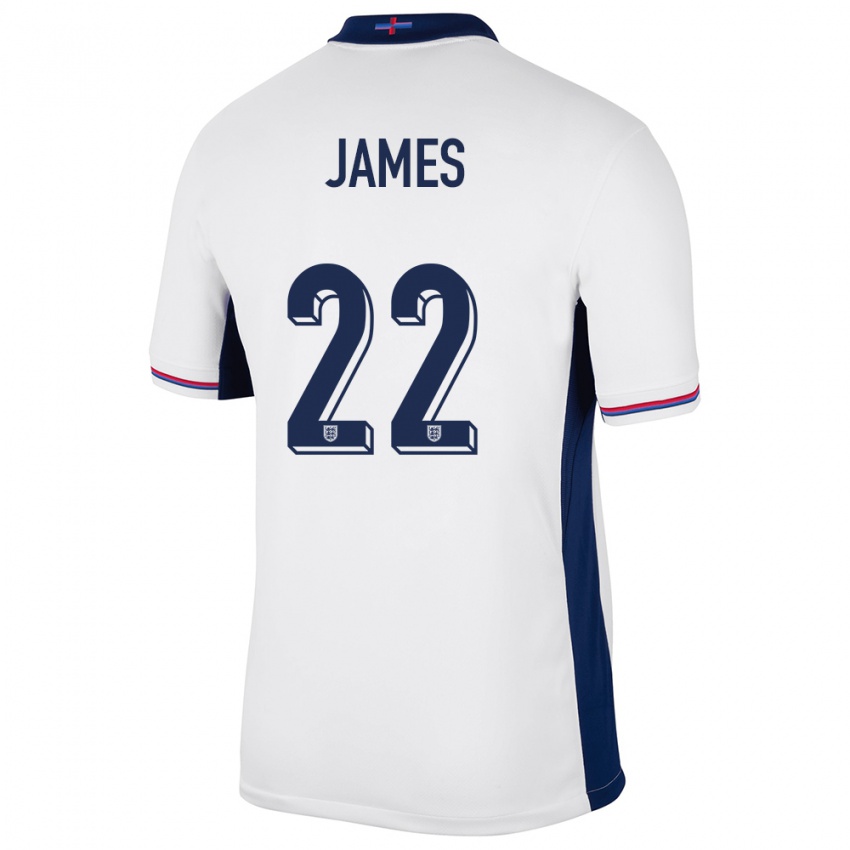 Kinder England Lauren James #22 Weiß Heimtrikot Trikot 24-26 T-Shirt