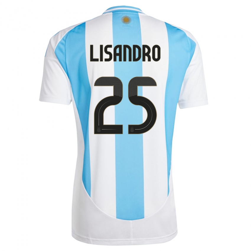 Kinder Argentinien Lisandro Martinez #25 Weiß Blau Heimtrikot Trikot 24-26 T-Shirt