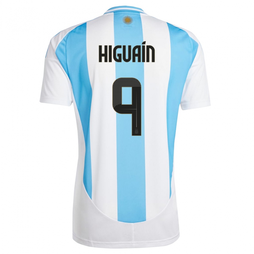 Kinder Argentinien Gonzalo Higuain #9 Weiß Blau Heimtrikot Trikot 24-26 T-Shirt