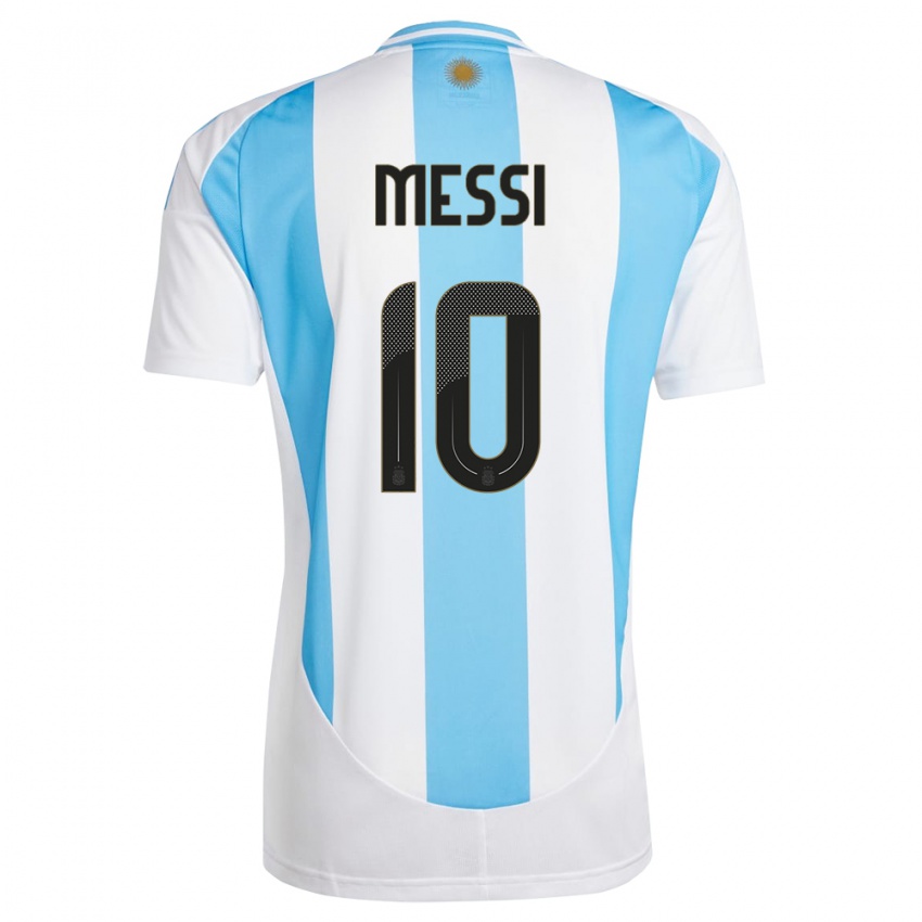 Kinder Argentinien Lionel Messi #10 Weiß Blau Heimtrikot Trikot 24-26 T-Shirt