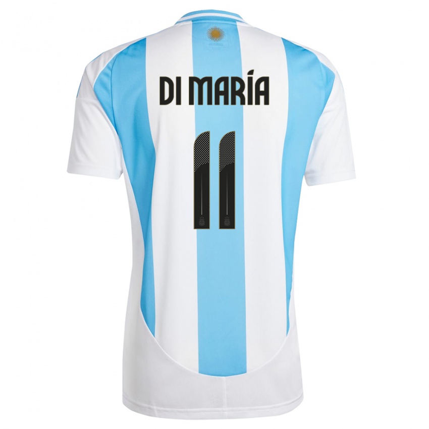 Kinder Argentinien Angel Di Maria #11 Weiß Blau Heimtrikot Trikot 24-26 T-Shirt