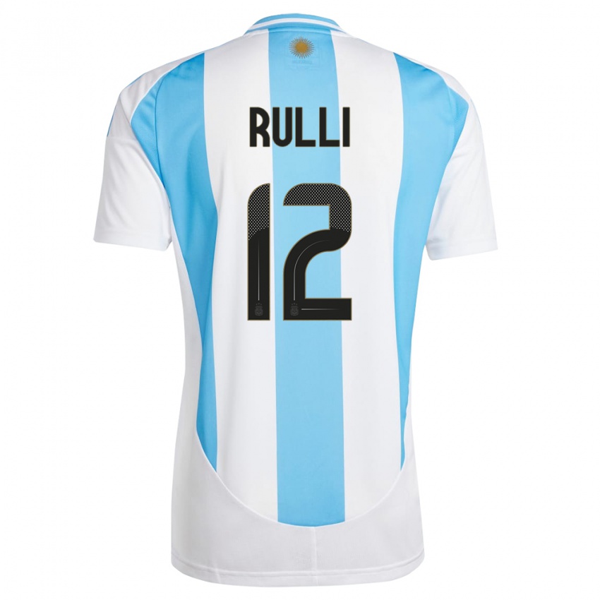 Kinder Argentinien Geronimo Rulli #12 Weiß Blau Heimtrikot Trikot 24-26 T-Shirt