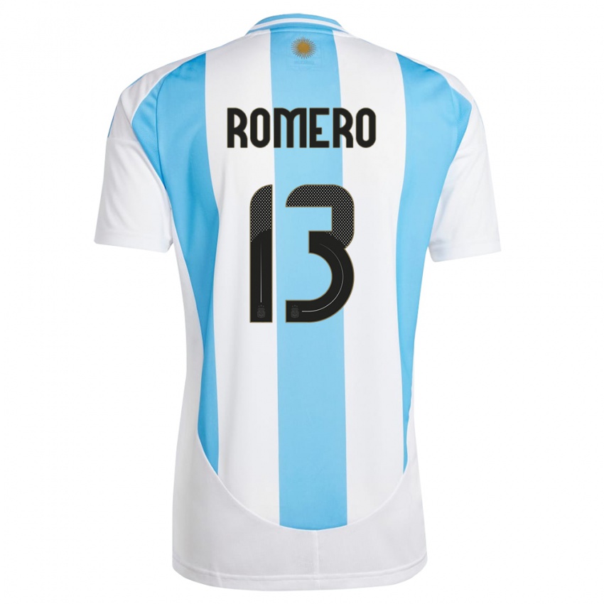 Kinder Argentinien Cristian Romero #13 Weiß Blau Heimtrikot Trikot 24-26 T-Shirt