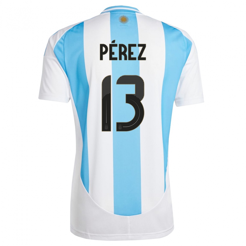 Kinder Argentinien Nehuen Perez #13 Weiß Blau Heimtrikot Trikot 24-26 T-Shirt