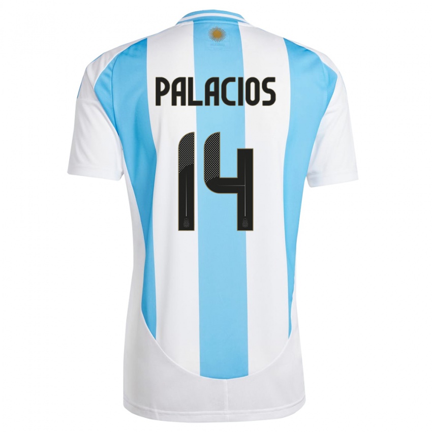 Kinder Argentinien Exequiel Palacios #14 Weiß Blau Heimtrikot Trikot 24-26 T-Shirt