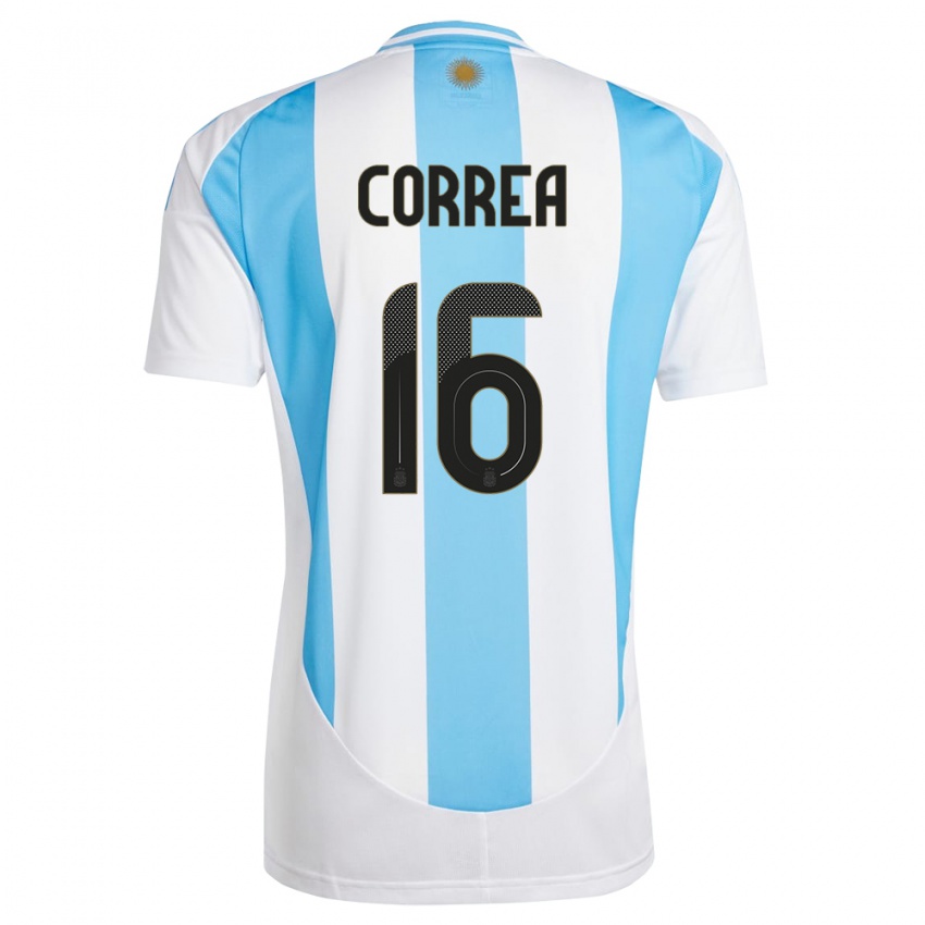 Kinder Argentinien Angel Correa #16 Weiß Blau Heimtrikot Trikot 24-26 T-Shirt