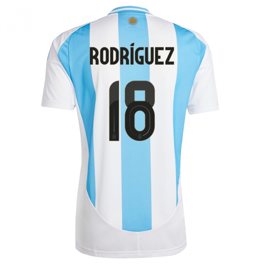 Kinder Argentinien Guido Rodriguez #18 Weiß Blau Heimtrikot Trikot 24-26 T-Shirt