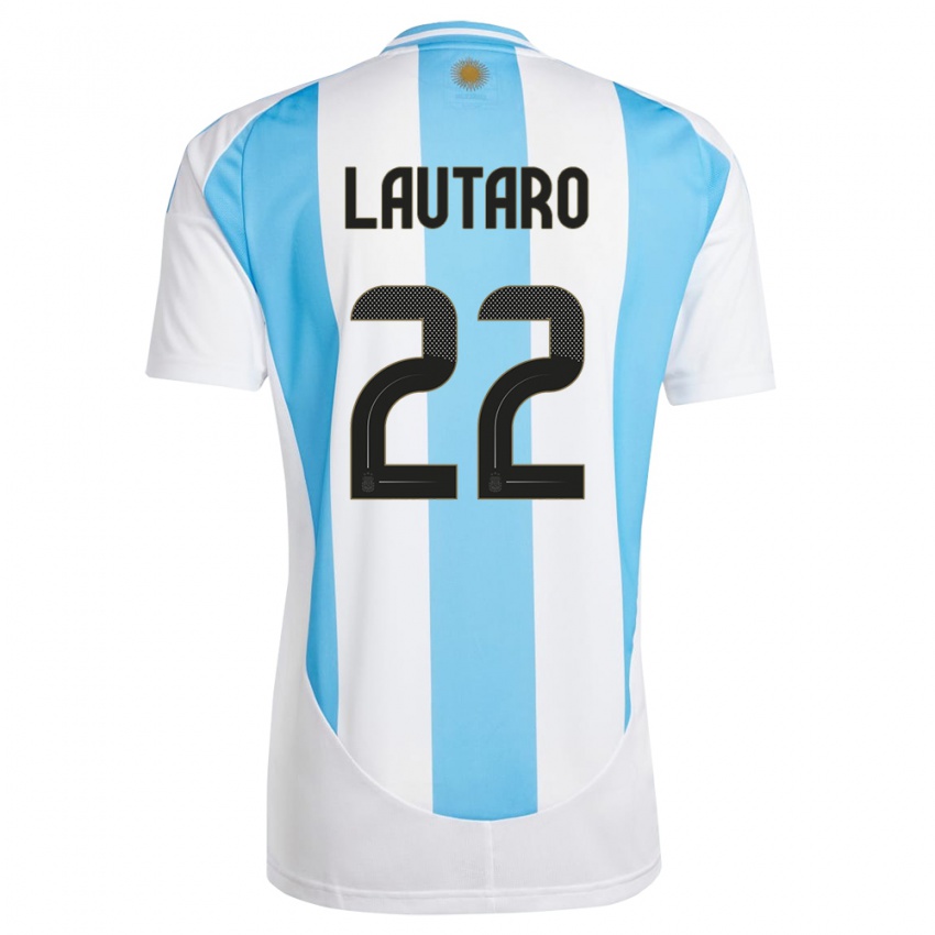 Kinder Argentinien Lautaro Martinez #22 Weiß Blau Heimtrikot Trikot 24-26 T-Shirt