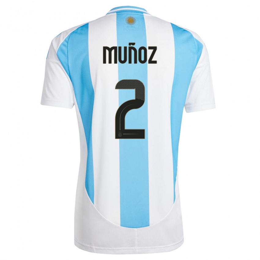 Kinder Argentinien Luana Munoz #2 Weiß Blau Heimtrikot Trikot 24-26 T-Shirt