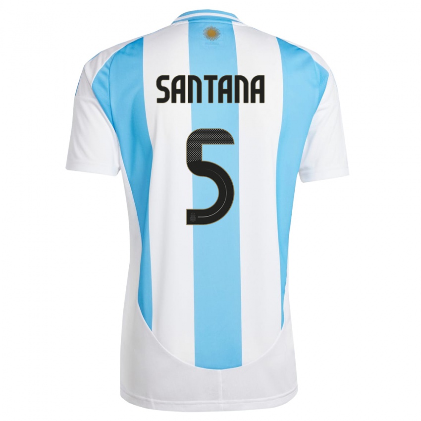 Kinder Argentinien Vanesa Santana #5 Weiß Blau Heimtrikot Trikot 24-26 T-Shirt