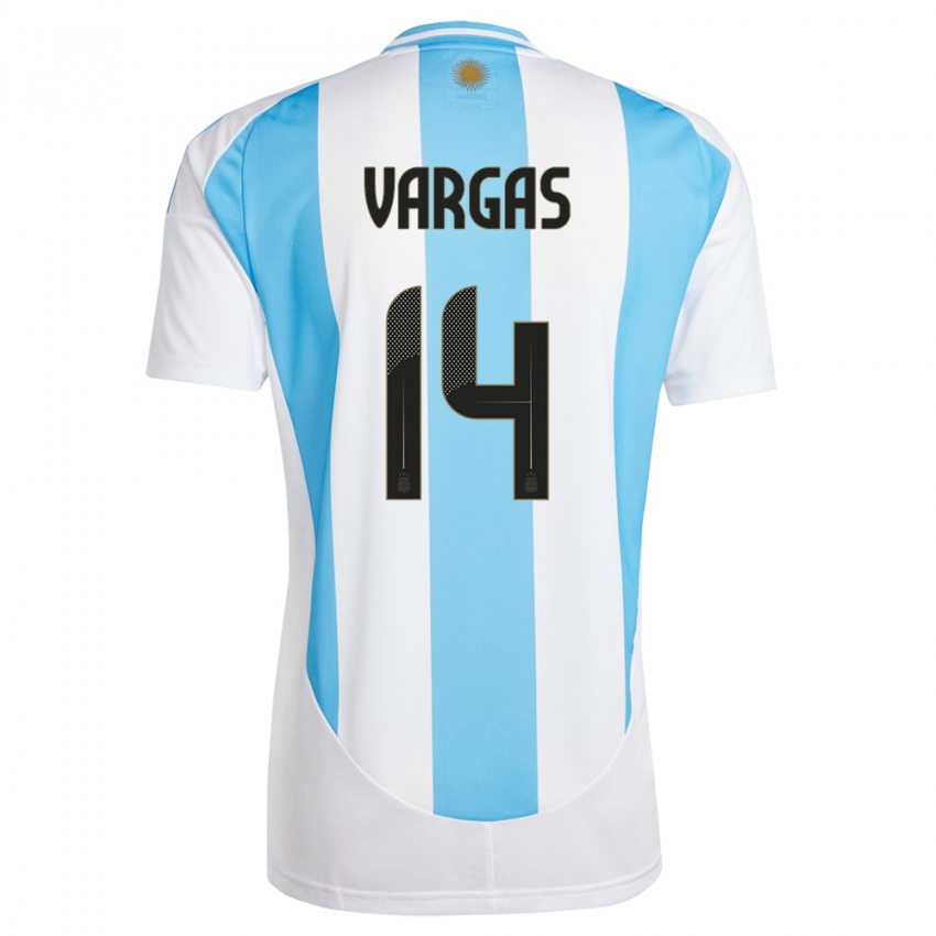 Kinder Argentinien Agustina Vargas #14 Weiß Blau Heimtrikot Trikot 24-26 T-Shirt