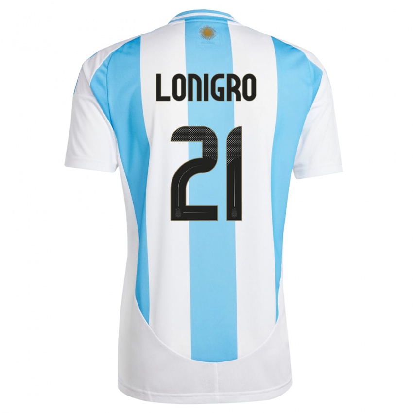 Kinder Argentinien Erica Lonigro #21 Weiß Blau Heimtrikot Trikot 24-26 T-Shirt